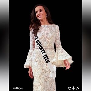 Jovani White Bell Sleeve Gown